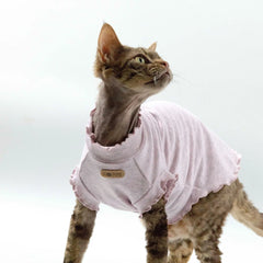 Sphynx cat clothes Soft Breathable Summer Spring Vest Pure Color T-Shirt For Devon High Elasticity Skin-friendly Pet Clothing