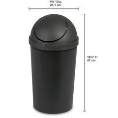 Round Plastic Swing Top Trash Can 3 Gallon Wastebasket Easy Clean Lid Ideal Bathroom Office Indoor Use