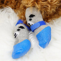Dog Cat Boots Shoes Socks with Adjustable Waterproof Breathable and Anti-Slip Sole All Weather Protect Paws for Indoor Outdoor