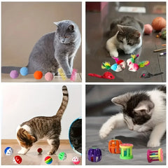 22pcs Pet Kitten Toys Variety Cat Toy Combination Set Cat Toy Funny Cat Stick Sisal Mouse Bell Ball Cat Supplies