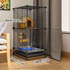 Large Multi-Layer Squirrel Cage for Home Use, Suitable for Young Pets Like Sugar Gliders, with Tray and Reinforced Structure