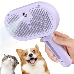 Multifunctional cat steam brush – USB charging pet grooming tool for shedding and cleaning