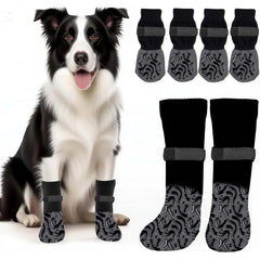 Anti-Slip Pet Socks with Ankle Straps - Non-Skid Cotton Booties for Medium/Large Dogs, Indoor Floor Grip Socks (CE Certified)