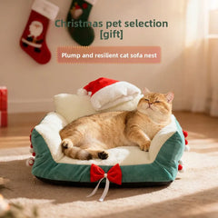 Soft Plush Pet Bed Suitable for All Seasons Dog Cat Nest Christmas Limited Embroidery Warmth House for Medium Dogs Cats Sofa Mat