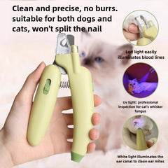 Pet Nail Clipper with LED Light Safe Trimmer for Cat and Dog Professional Grooming Tool Quick Stop Safety Guard Toe Claw Cutter