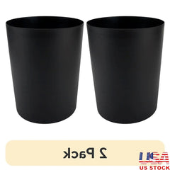 2 Pack 5 Gallon Black Plastic Wastebasket Indoor Trash Can Durable Easy Clean Ideal Office Home