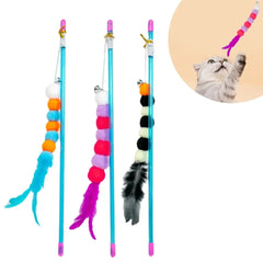 Cat Teaser Toys Stick Elastic Rope Imitation Caterpillar Scratch-resistant Cat Teaser Interactive Toys Pet Cats Toys Stick