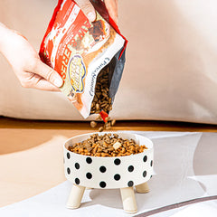 Pet cat and dog plastic bowl with polka dot checkerboard pattern, non-slip and easy to clean