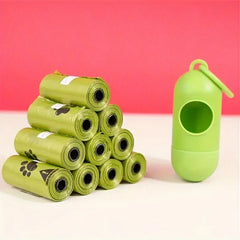 Biodegradable Pet Waste Bags  - Extra Thick Poop Bags for Dogs & Cats, Portable Roll with Dispenser, Eco-Friendly & Lea