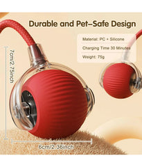 Cat Interactive Ball Toy, Automatic Rolling Ball with Tail, Rechargeable Smart Pet Interactive Toy, Intelligent Mouse for Cat