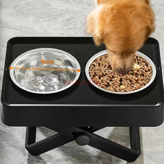3pcs Dog bowl holder with dog bowl, large-sized stainless steel dog bowl neck protector for feeding