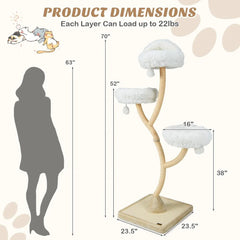 Tangkula Tall Cat Tree, 70 Inch Multi-Level Large Cat Tower with 3 Warm Perches, 3 Jingling Balls, Sisal Scratching Posts & Boar