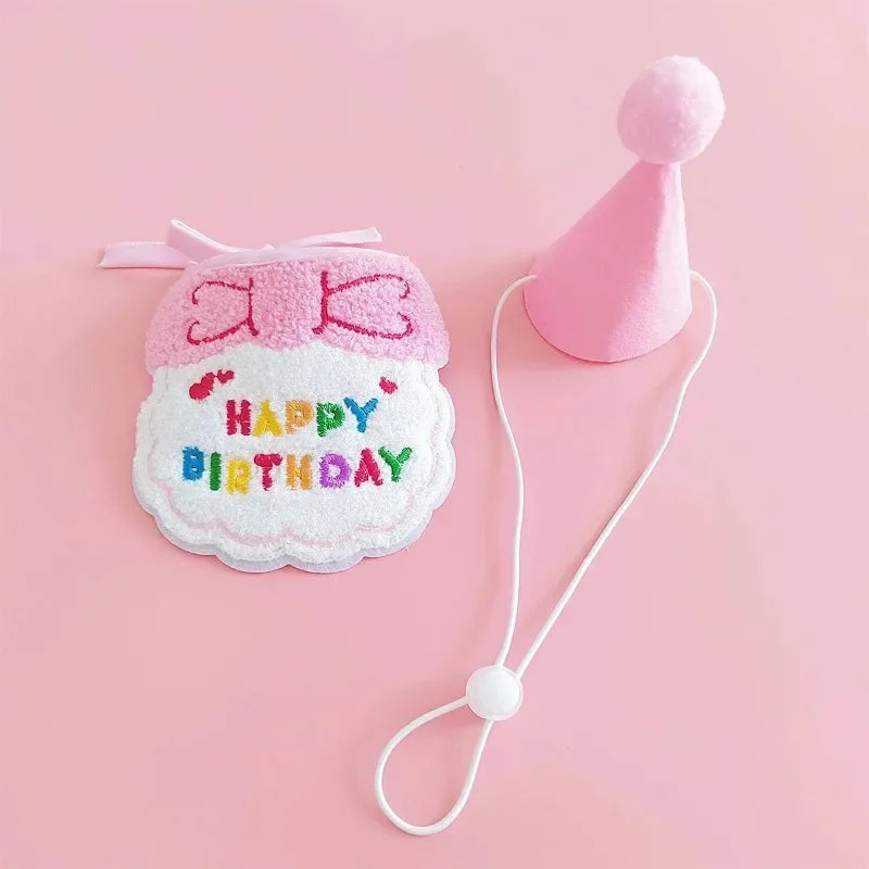 Adorable Dog Cat Puppy Birthday Hat & Bandana Set Cat Dog Accessories Pet Birthday Supplies