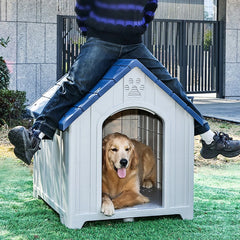 Luxury Large Dog House With Removable Cleaning Feature Solid Pattern Plastic Pet Villa Carrier Button Closure Type For Cats Dogs