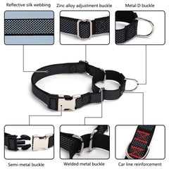 Personalized Martingale Dog Collar-Reflective dog Collars with Buckle,Custom Training Dog Collars Engraved with Name and Phone