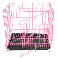 Foldable Pink Dog Crate Metal Wire Cage Portable Pet Cage for Small Dogs Cats Rabbits Indoor Outdoor Kennel Small Dog Crate