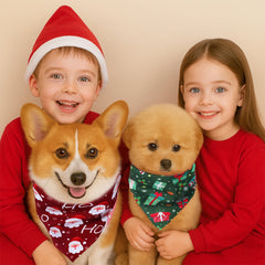 2pcs Christmas Dog Bandana Xmas Tree Santa Pet Scarf  Triangle Bibs Christmas Pet Bandanas For Small Medium Large Dogs Bandanas
