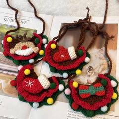 Korean Style Pet Christmas Reindeer Scarf Bib Bibs Bib Cat Dog Pet Drool Bib Drool Practical Fashion Pet Festival Decoration New