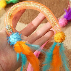 Cat Interactive Toy Catnip Elastic Rope Toy with Feathers and Bell Indoor Kitten Speaky Toys Cat Teaser Hunting Pet Cats Toy