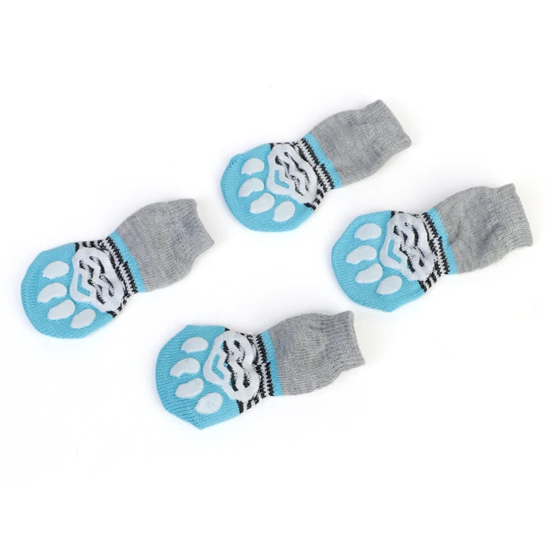 Pet Dog Winter Anti-Slip Socks Small Cat Dogs Knit Warm Socks Chihuahua Thick Paw Protector Dog Socks Booties Accessories 4pcs