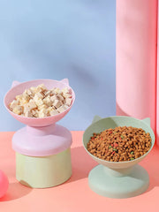 New sales of high foot bowl kitten neck guard firmly prevent upset plastic bowl candy color cat food for dog food bowl