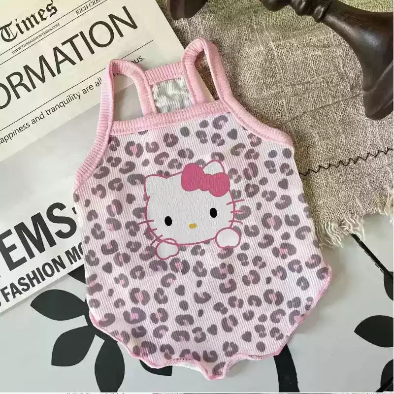 Spring/Summer 2025 New Pet Clothes Spice Girls Suspenders Large Patterns Leopard-Print Cat Ice Silk Cool Fabrics Cats Dogs Wear