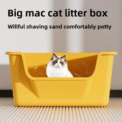 Cats Toilet Large Capacity Semi-closed Plastic Anti-Splash Cat Litter Box Bedpan Big Mac Oversized Cat Tray Bedpan Pet Supplies