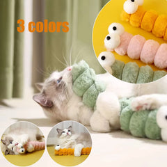 Cat Plush Chew Toy Soft Bite Stick Catnip Kitten Toy Cushion Caterpillar Cat Pillow Teaser Stick Interactive Cat Toy Supplies