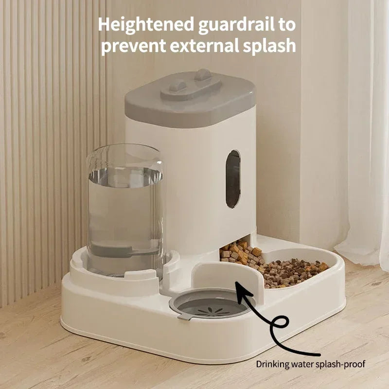 Automatic Cat Feeder & Water Dispenser with Gravity Food Storage Container for Cats and Dogs