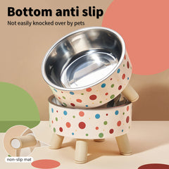 ute Cartoon Elevated Cat Bowl - Stainless Steel, Neck Protection & Anti-Choking, Large Capacity, Non-Slip Easy Clean Stylish Pet