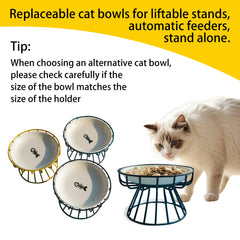 Oitabi 3PCS No Spill Cat Bowls Sets, Cat Food Bowl, Anti Whisker Fatigue Ceramic Cat Dishes Set, Shallow Wide Kitten Plates