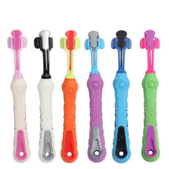Three Sided Pet Toothbrush Three-Head Multi-angle Toothbrush Removing Bad Breath Tartar Cleaning Mouth Dog Cat Teeth Care Tool
