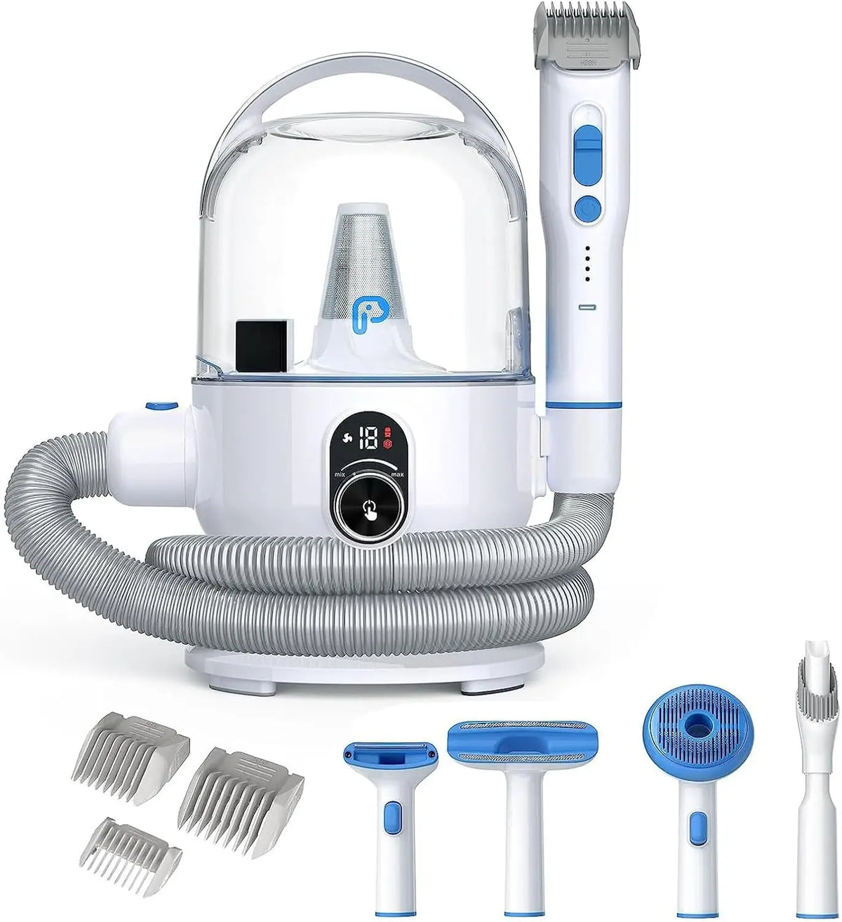 Pet Grooming Vacuum Kit 5-in-1 Pet Grooming Kit with 2.0L Dust Cup for Shedding Dogs/Cats, Low Noise Hair Remover