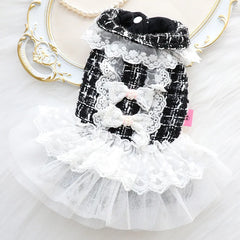 Luxury Cat Clothes Autumn Winter Skirt Lace  Pet Princess Dress Clothes for Small Dog Poodle Maltese Kitten Costumes