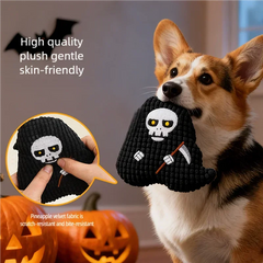Halloween Dog Squeaky Toy Plush Chew Toy For Boredom Relief Interactive Self Playing Molar Bite Resistant Pet Supplies For Dogs