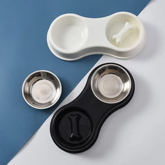 Pet Slow Feeder Bowl Stainless Steel Double Bowl Dog Food Cat Bowl Anti-Choke Feeder Dish for Puppy Kitten Durable Pet Supplies