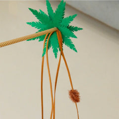 Cat Teaser Stick Toy Simulated Coconut Tree Squeaky Bell Interactive Kitten Toy Bite-resistant Teeth Cleaning Teaser Cat Toy