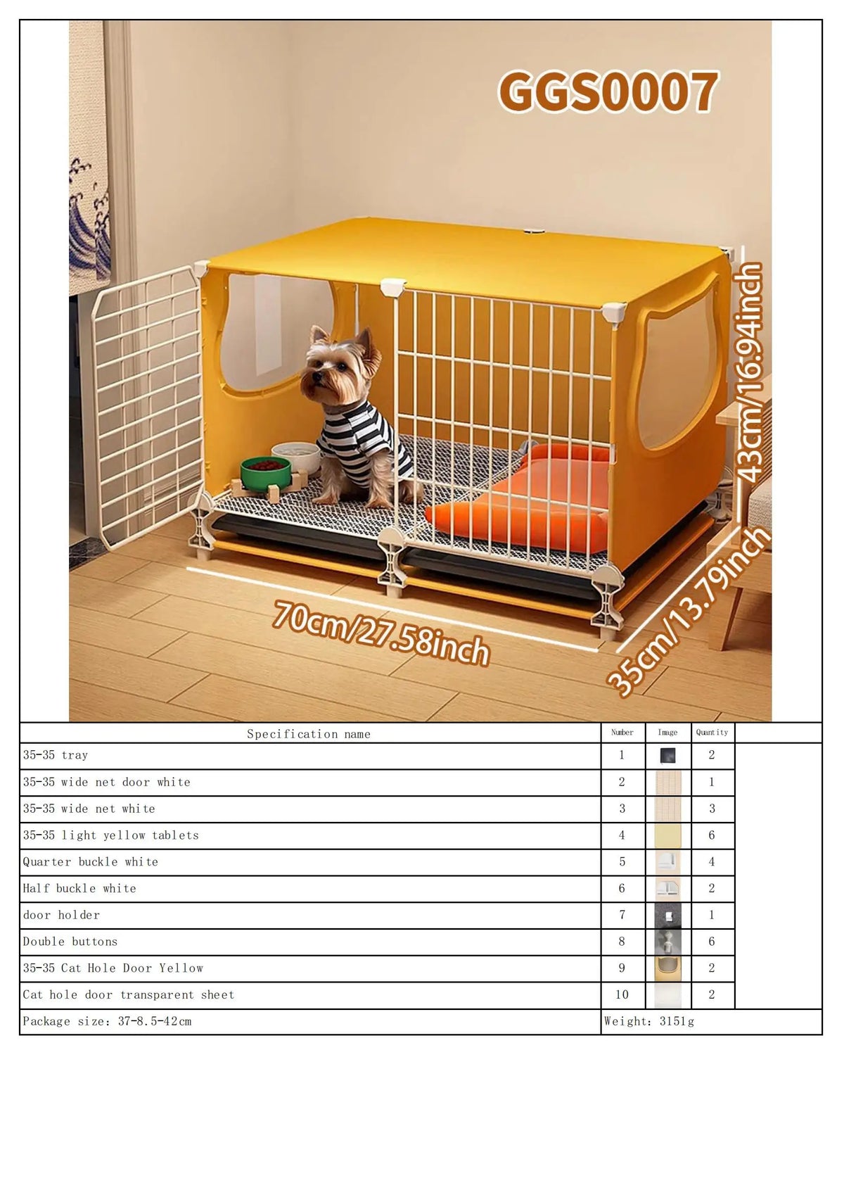 Dog Cage with Tray for Small Dogs Like Pomeranian, Teddy, Bichon, Pet Kennel for Autumn and Winter, Warm Dog Bed for Small Dogs with Separate Toilet