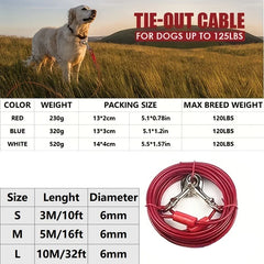 High Quality 5mm*3m Lengthen Steel Wire Dogs Rope Chain Durable Double-end Dogs Leash Cable Dual Heads Metal Hooks Pet Supplies