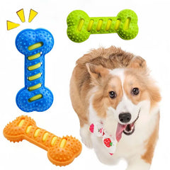 Dog Chew Toy Squeaky Bones Bite-resistant Training Puppy Toy Teeth Cleaning Interactive Massage Toothbrush Dog Toy