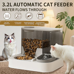 Automatic Cat Feeder, Cat Food Dispenser, Cat Automatic Feeder with Pet Bowl, Water Dispenser Pet Food Feeder Fully Automatic, P