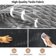 Elevated Foldable Dog Bed, 43x23x7 Easy Setup, Outdoor Mesh, Anti-Slip Feet, Camping Cot for Large Dogs, Black