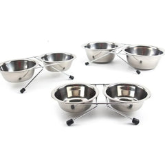 Pet Bowl Stainless Steel Pet Dogs Cat Double Bowls Durable Iron Stand Food Water Dishes Anti Slip Puppy Feeder Pet Supplies