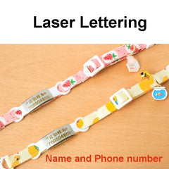 Personalize Cat Collar Adjustable Kitten Necklace with Bell Safety Buckle Engraved ID Tag Cute Pendant for Newborn Pet Cat Teddy