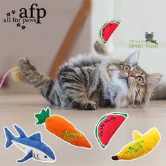 All For Paws Cat Catnip Toys Carrot Banana Watermelon Tuna Shape Catnip Toy For Cats Durable Canvas Toy With Crinkle Sound