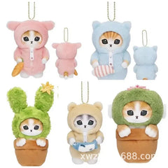 Hot Kawaii Plush Keychain Pendant Cartoon Mofusand Shark Cat Cross-Dressing Hello Kitty Kuromi Doll Stuff Backpack Decor Toys