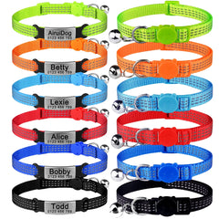Reflective Nylon Cat Collar Bell Pet Products Small Large Cat Collar Soft Padded Unisex Kitten Supplies Cat Tag Small Dog Collar
