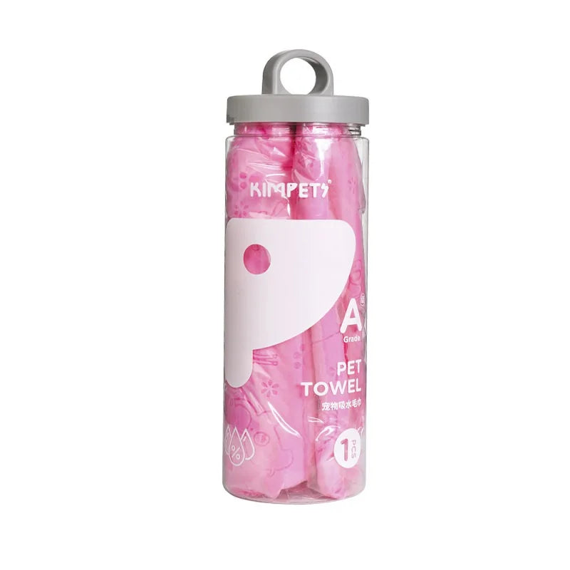 Absorbent Dog Towel Pet Bath Towels Synthetic Deerskin Strong Absorbing Water Clean Towel Soft Bath Towel with Storage Bucket