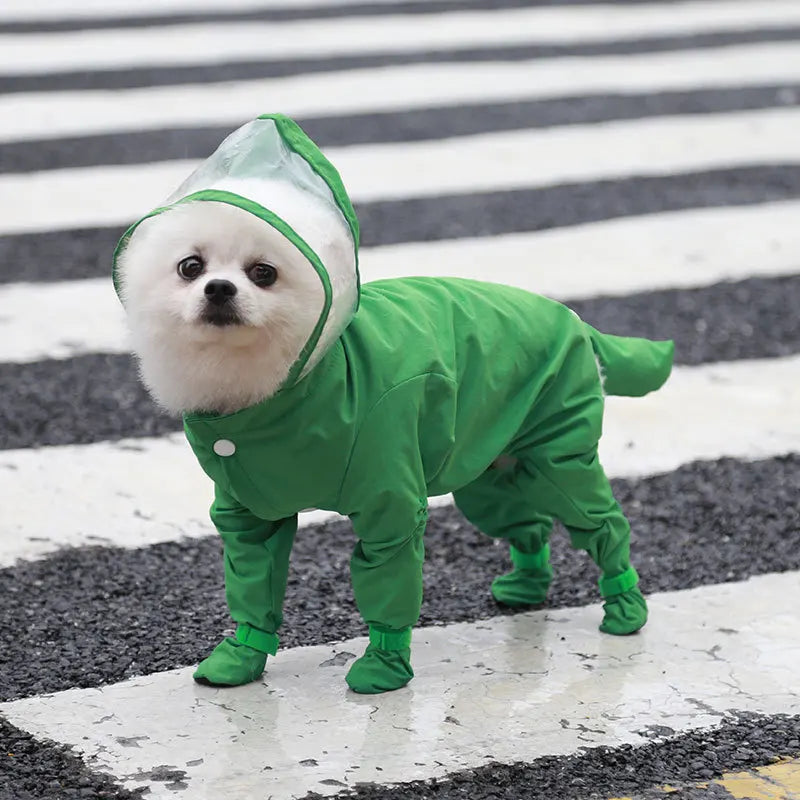Waterproof Dog Raincoat,Full Coverage 4 Legs Dog Rain Jacket for Small Medium Dogs,Pet Rain Coat with Hood,Outdoor Raincoat Dogs