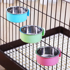 Pet Dog Cat Bowls Environmentally Friendly Harmless Sturdy Resistant Stainless Steel Anti Tip Hanging Fixed Bowls Pet Supplies
